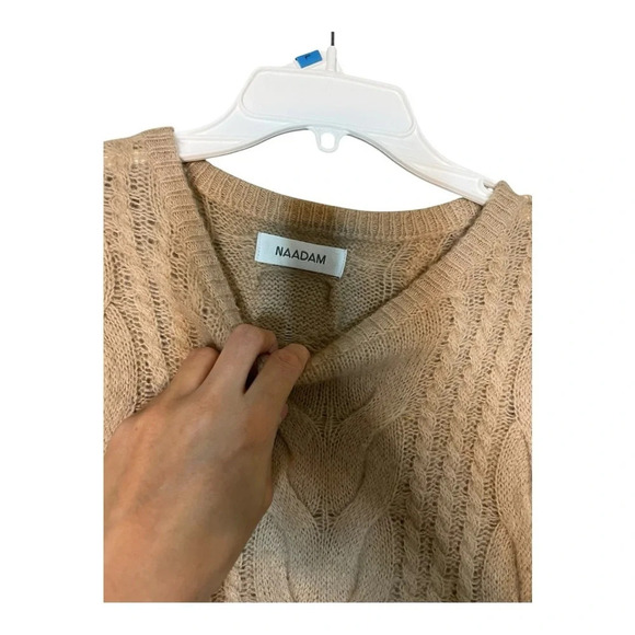 Naadam Open Cable Crewneck Wool & Cashmere Pullover Sweater - Picture 4 of 6